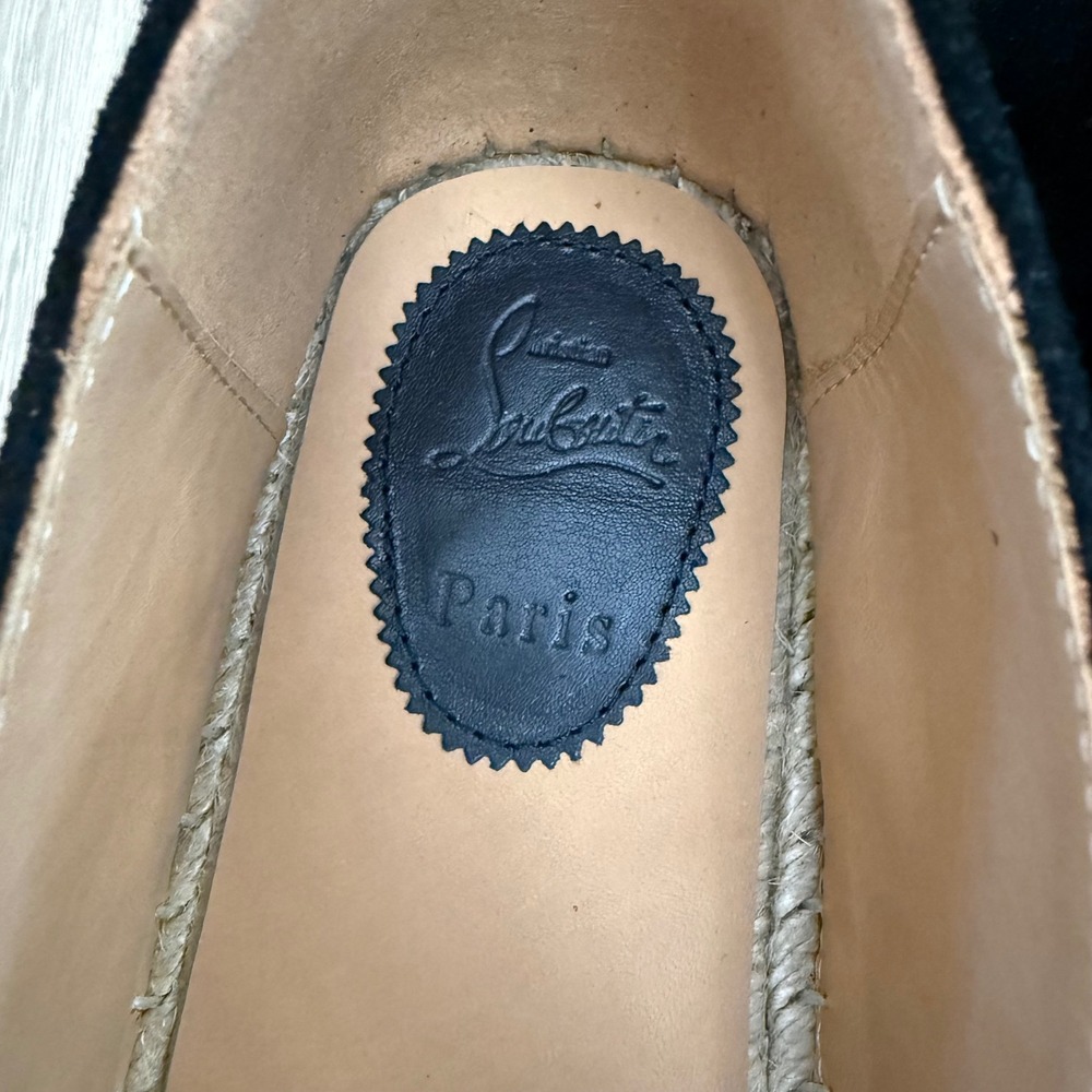 Christian Louboutin Nanou Orlato Black Suede Crest Espadrilles Mens Loafers 43 - Picture 4 of 5